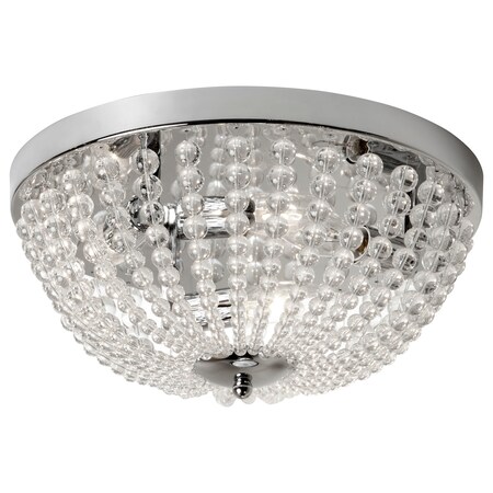 Dainolite 3Lt Incandescent Flush-Mount Pc W/Clr Glass Beads DAW-143FH-PC-CLR